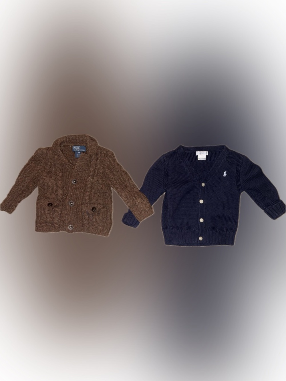 Ralph Lauren 9 & 12 month boys Brown and Navy Cardigan Sweaters